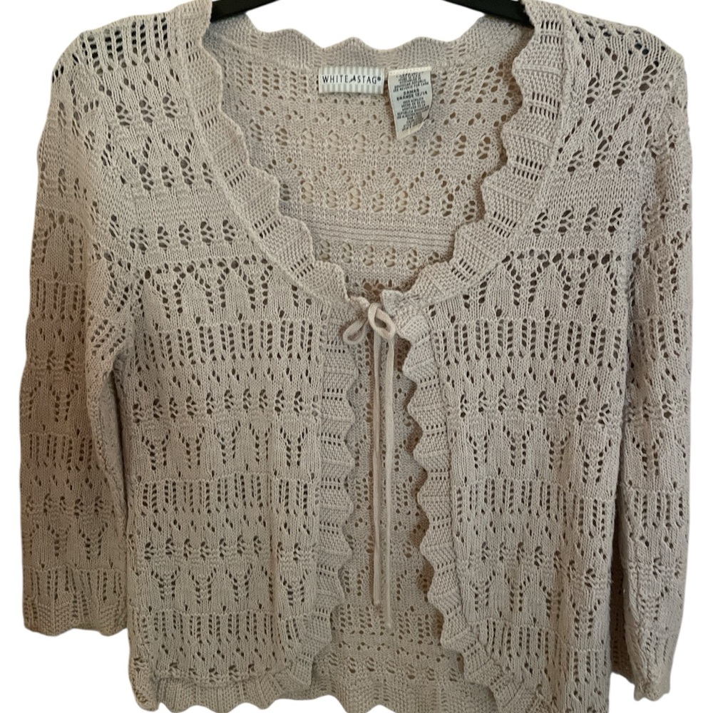 White Stag Light Tie Sweater Size Large Cream/Beige